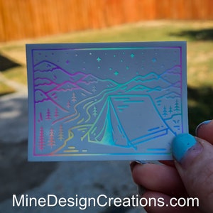 Holographic Camping Sticker