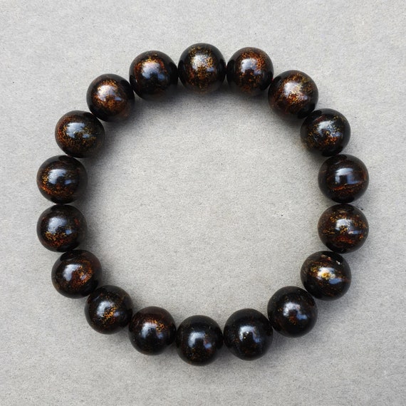 Genuine Golden Black Coral Sea Willow Bracelet Beads 8 mm