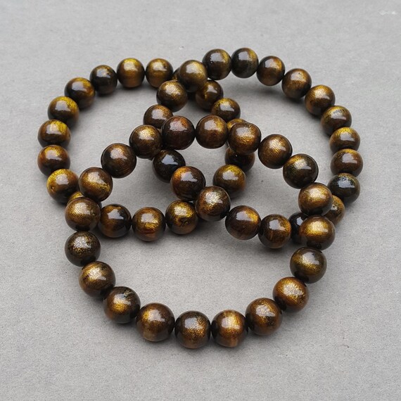 Genuine Golden Black Coral Sea Willow Bracelet Beads 16 mm