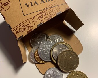 50th Birthday Coin Gift Set: 10 Vintage World Coins with Number 50