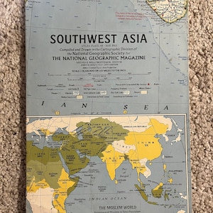 Vintage National Geographic Map of Southwest Asia