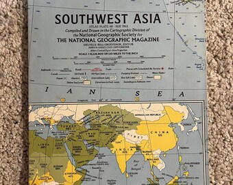 Vintage National Geographic Map of Southwest Asia