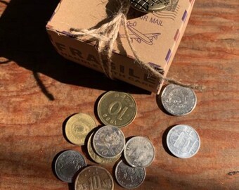 10th Birthday Gift: Vintage World Coin Set with Squishy Globe and Charm