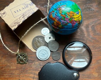Vintage Foreign Coin Unboxing Kit: Global Adventure Gift for Teens