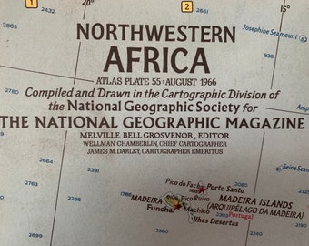Vintage National Geographic Map of Northwestern Africa