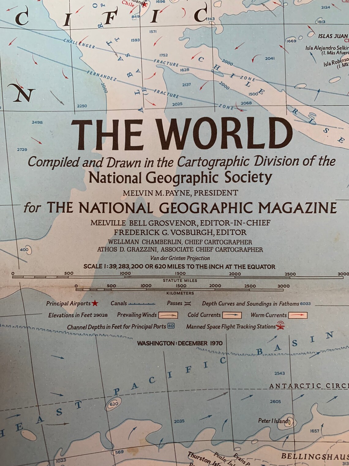 1970 Map of the World National Geographic Etsy