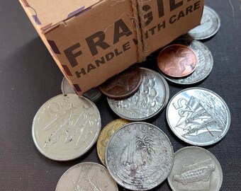 Under the Sea Coin Set — 15 Vintage World Coins Featuring Aquatic Animals, Boats, and Lighthouses