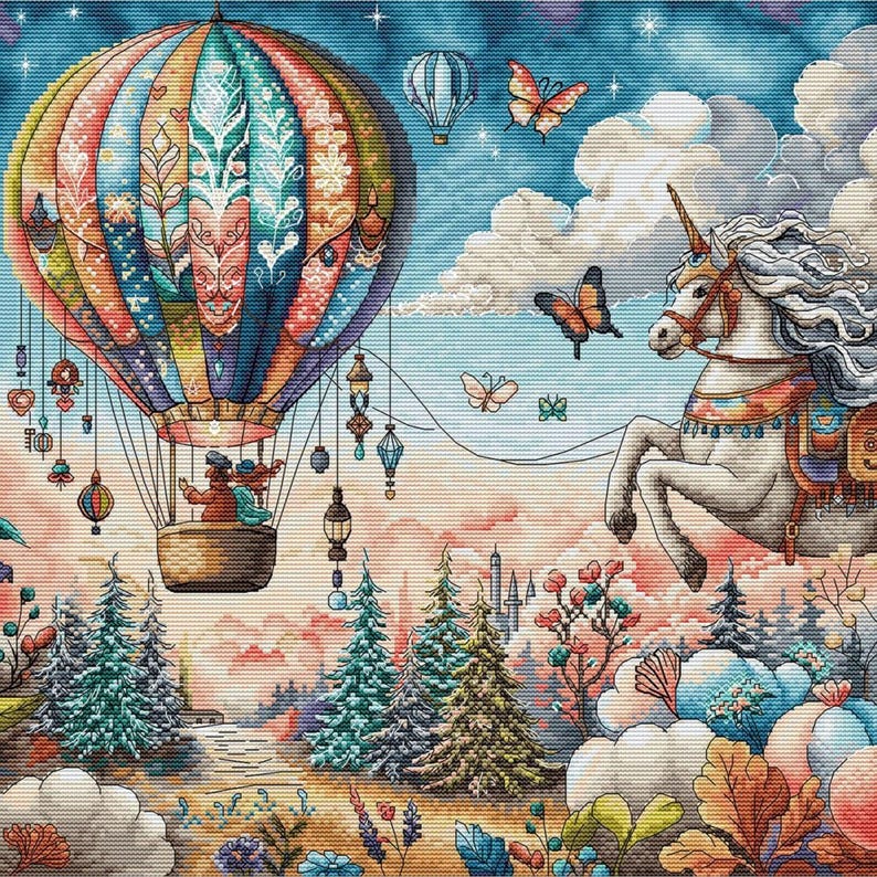 Kreuzstich-Set „Traumwelt“, AVA-Stich, 32 x 32 cm, Aida 16 ct, Luca-S- und DMC-Garne, 67 Farben Bild 2