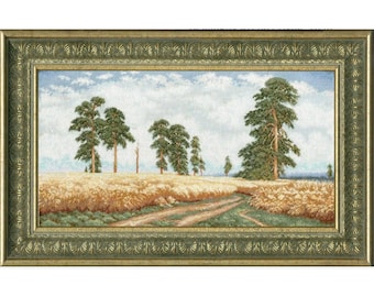 Zolotoe Runo Cross Stitch Kit, Rye Field Embroidery Pattern, 19.5 × 35.5 cm Wall Art Decor DIY Craft