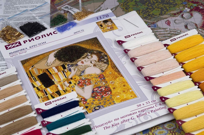 Cross Stitch Kit After Klimt Painting the Kiss by Riolis No Etsy