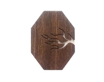 Wooden Needle Case for Sewing Needles, Kind Fox by Wizardi, Plywood, 5.2 × 7 cm, Tree Design