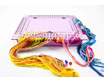 Wooden Needle Organizer with 66 Holes, Lavender Motif for Embroidery, Cross Stitch, Tapestry and Sewing Needles
