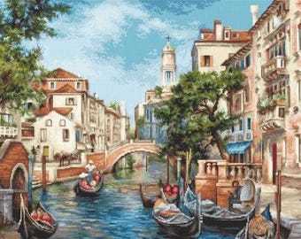 Luca-S Zählstickset Venedig San Polo Straßen Stadtbild 39 x 23 cm