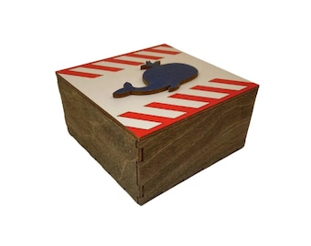 Wooden Whale Storage Box, Natural Wood Decorative Keepsake Box for Jewelry and Small Items, 10.2 x 10.2 x 5.5 cm, Kind Fox by Wizardi