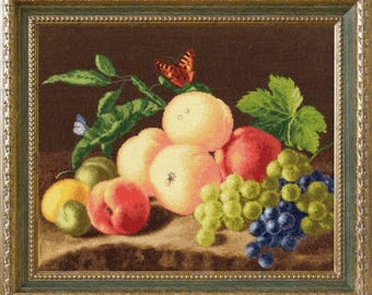 Zolotoe Runo Fruit Cross Stitch Kit, Complete Set with Aida Canvas, Cotton Threads, Needle and Pattern, Multicolor Wall Decor Embroidery