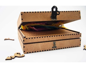 Wooden Needle Organizer for Embroidery and Sewing, 210 Holes, Natural Dark Walnut, Stable Base by Embroidery Craft