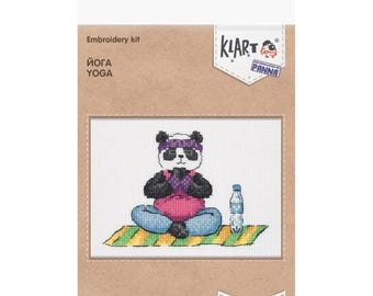 Yoga Cross Stitch Kit for Beginners, Aida Fabric, Cotton Threads, Needle and Color Chart, PANNA KLART Embroidery Set