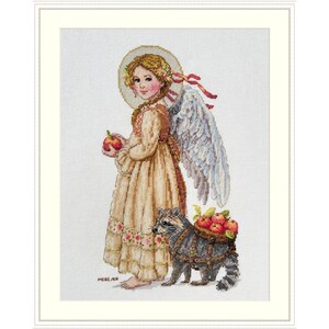 Cross Stitch Embroidery Kit Apple Picking Scene, Merejka, Autumn Design, 17 x 27 cm, Complete Kit for Framing