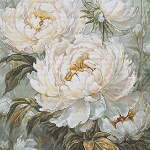 Luca-S Petit Point Embroidery Kit Spring Peonies 18x25cm Needlepoint Set
