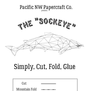 Sockeye Salmon DIY 3d low-poly papercraft origami sculpture