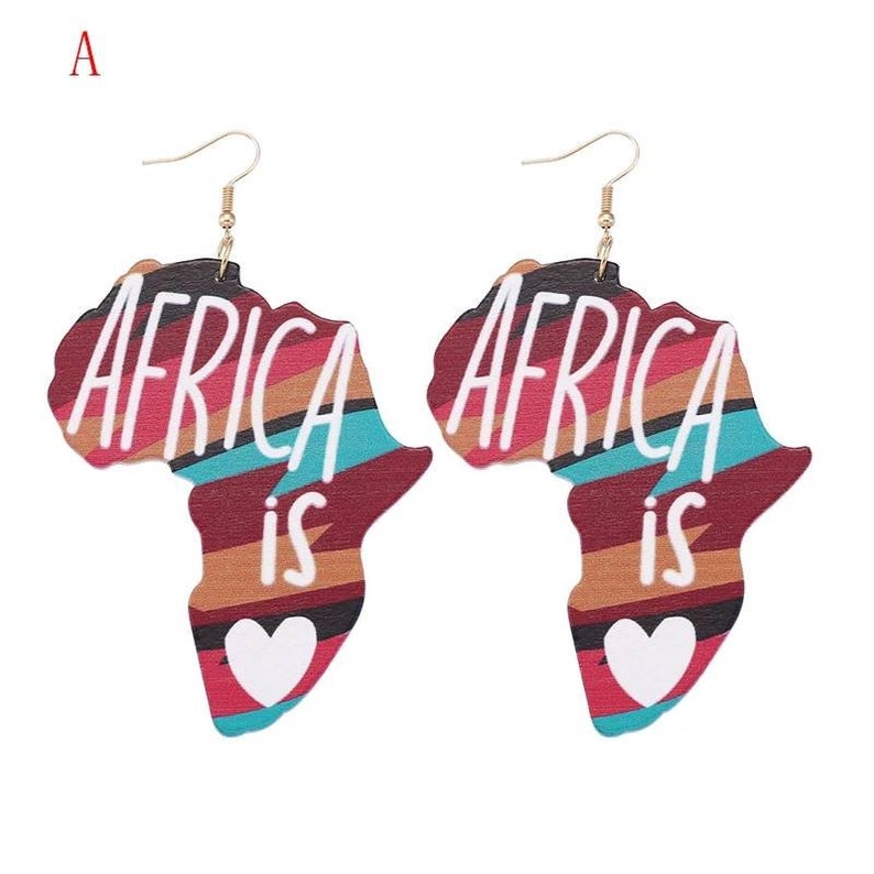 Latest Ethnic Women Jewelry Design Natural Wooden African Original Eco Animal Painted Pattern Earrings
