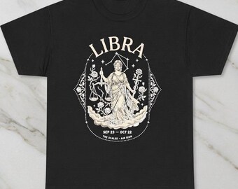 Libra Zodiac Dark Romantic T-Shirt | Astrological Sign Tee, Sep 23-Oct 22