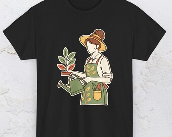 Woman Gardener Watering Can T-Shirt | Gardening Graphic Tee, Plant Lover