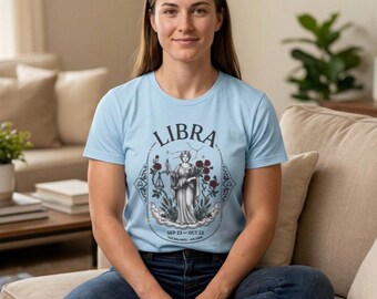 Libra Zodiac Dark Romantic T-Shirt | Astrological Sign Tee, Sep 23-Oct 22