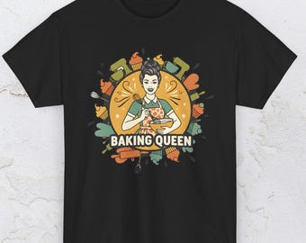 Woman Baking Tee | Vintage Baker Illustration, Retro Whimsical Kitchen Shirt