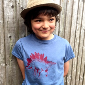 Stegosaurus tops kids tees stegosaurus t shirts kids clothing  soft cotton handmade tees uk jurassic  kids clothing t shirts soft cotton