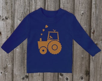 Long sleeve Tractor tops  farming Kids t shirts Handmade tops farm machines boys clothing girls tractor tops  Made in uk kids tee