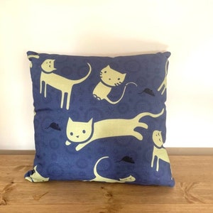 Cats Playing - Cushion - Indigo