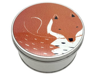 Fox  - Small Round metal storage tin