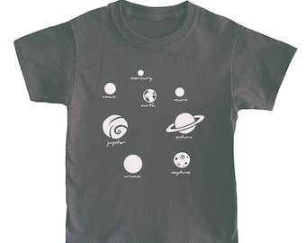 Space  t shirt solar system tee kids tees t shirts kids clothing space handmade tees uk kids clothing t shirts mars jupiter saturn mercury