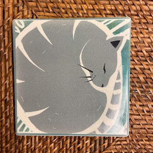 Set of 4 Ceramic cat coasters