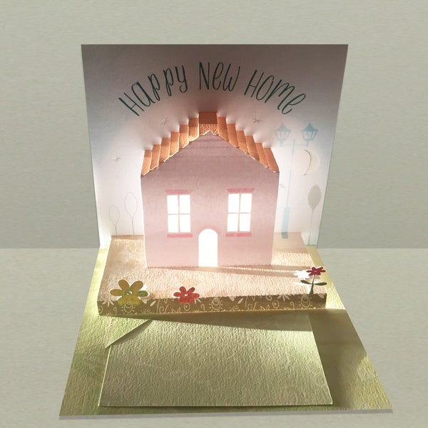Carte lumineuse « Nouvelle maison » pop-up !