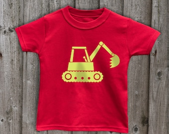 Digger Kids T-Shirt: Handmade Cotton, Farm Machine Design