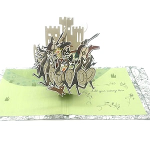 Gepersonaliseerde pop-up glow in the dark Norman Knights-kaart
