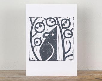Hand printed greeting card "Little Grey Mouse"