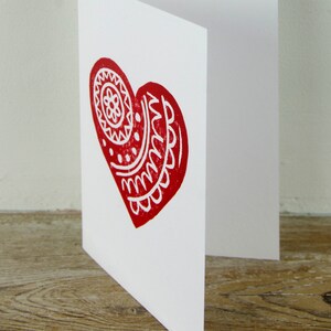 Hand printed Love Heart card for Valentines Day, Weddings ad Anniversaries image 2