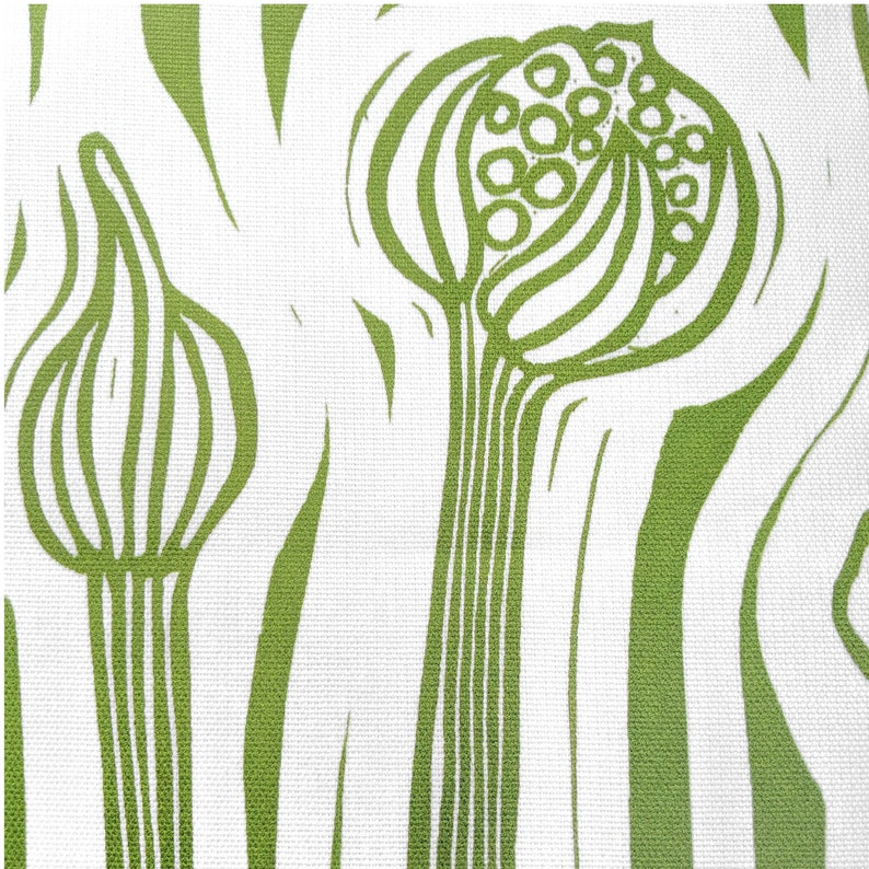 Cotton Tea Towel with original Melissa Birch linocut design Onions Bolting image 3