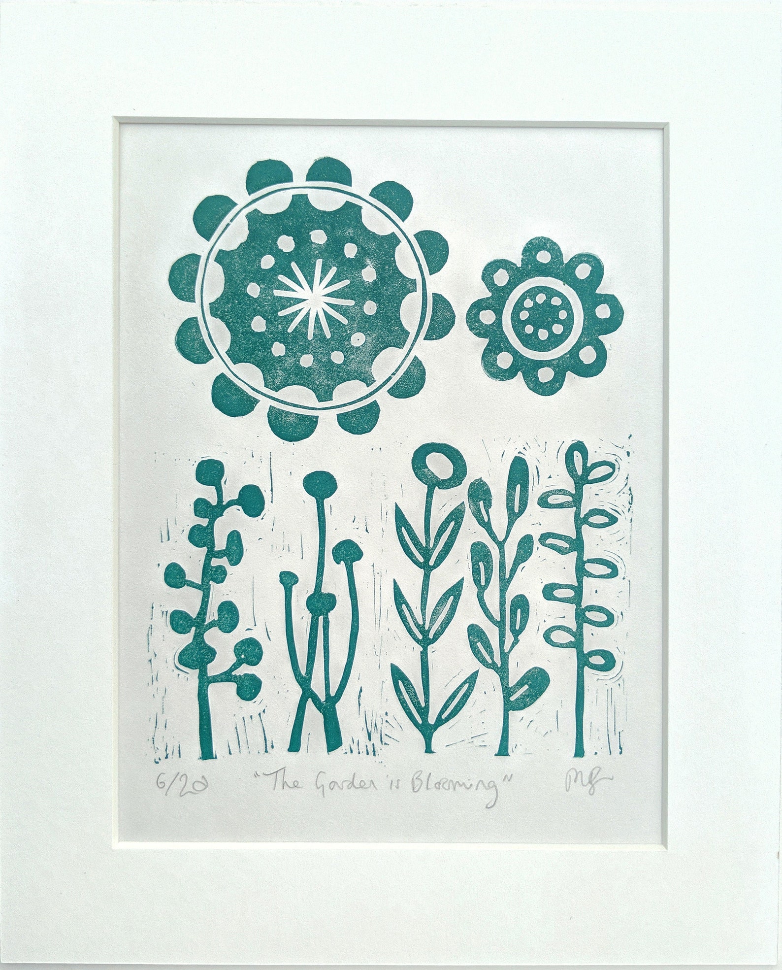Handprinted Linocut Artwork the Garden is Etsy