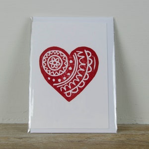 Hand printed Love Heart card for Valentines Day, Weddings ad Anniversaries image 3