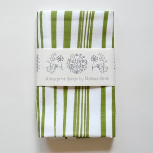 Cotton Tea Towel with original Melissa Birch linocut design Onions Bolting image 5