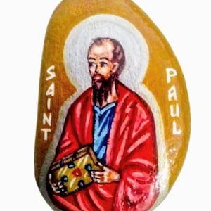 San Pablo, icono de San Pablo, icono de San Pablo, icono ortodoxo, icono pintado a mano, icono bizantino, icono religioso, piedra pintada a mano