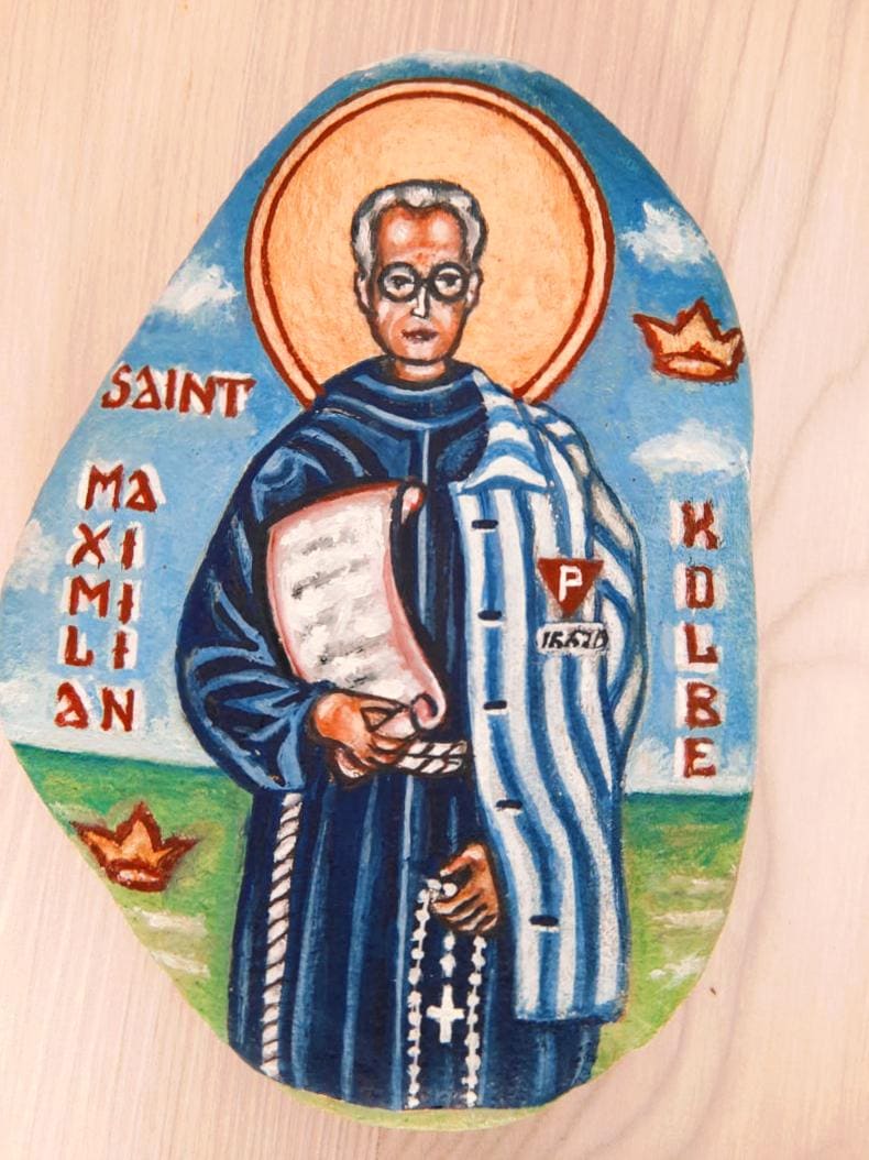 Saint Maximilian Kolbe, Maximilian Kolbe, Catholic Icon, Painting Stone,  Handmade Icon, Saint Maximilian Kolbe Icon, Paint Catholic Icon - Etsy