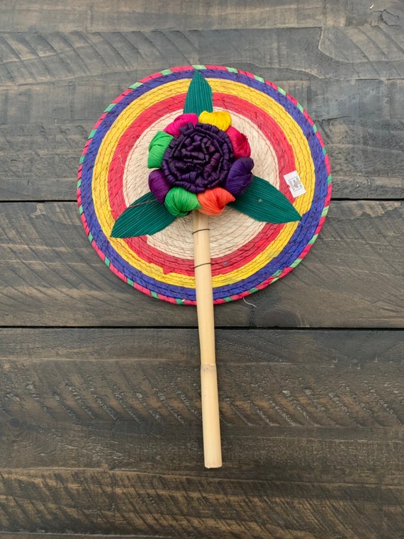 Set off 6 Hand Woven Palm Leaf Fans-Fiesta Wedding Party Favors Fans
