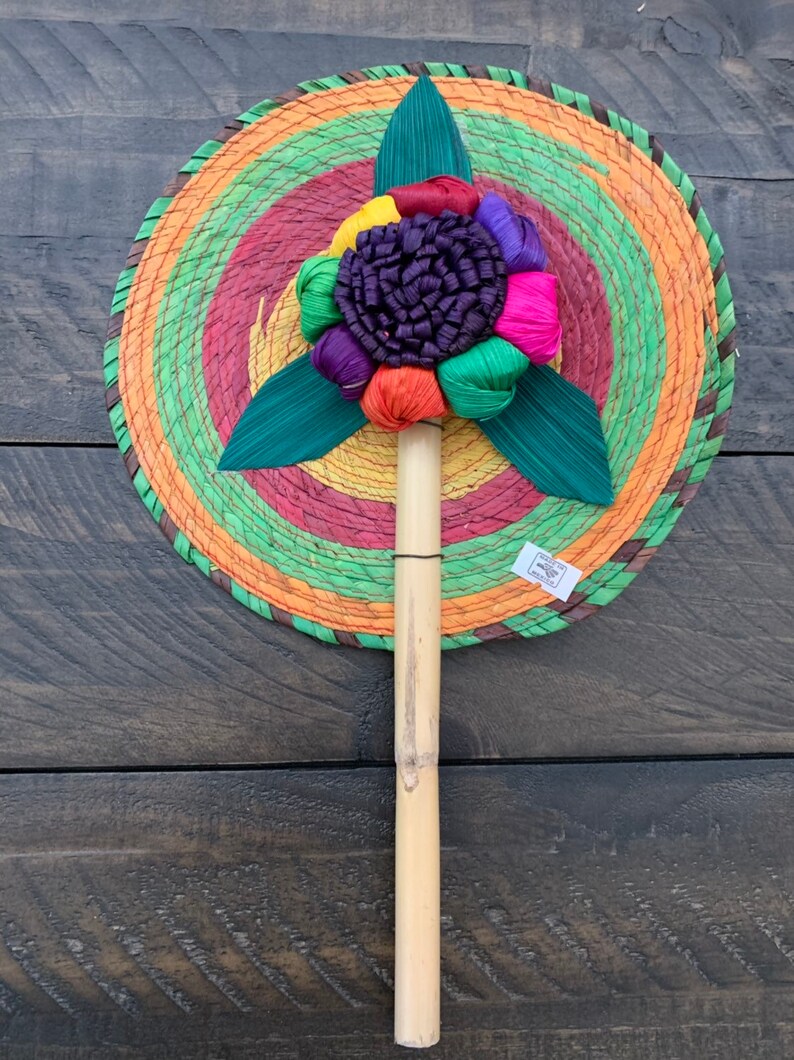 Set off 6 Hand Woven Palm Leaf Fans-Fiesta Wedding Party Favors Fans
