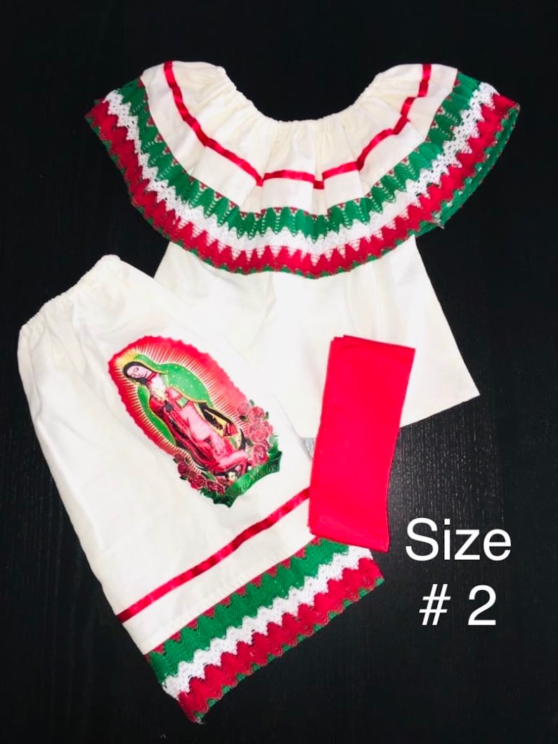 Virgen Maria Set-Virgin Mary Set-Mexican Girls Dress-Girls Skirt,Blouse,Rebozo-Girls Outfit Virgin guadalupe Virgen Guadalupe Mexican Set