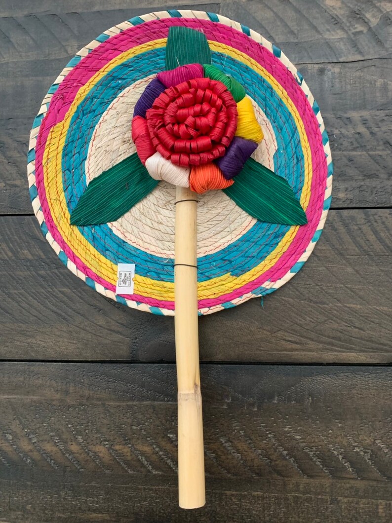 Set off 6 Hand Woven Palm Leaf Fans-Fiesta Wedding Party Favors Fans